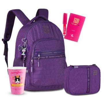 Imagem de Kit Mochila Rebecca Bonbon Escolar Estojo Box Com Elástico, RB27001 Ro