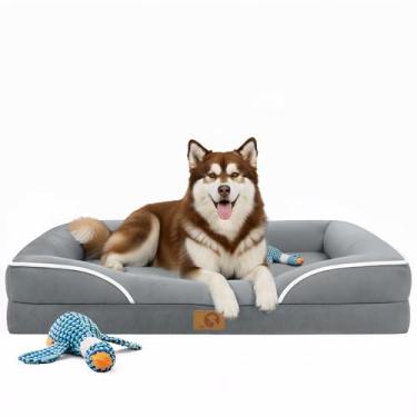 Imagem de Homemate Cama para cães extragrande: 122 x 89 cm Cama ortopédica para cães grandes XXL Cama de gato para animais de estimação ao ar livre suprimentos de sofá com almofada de gaiola de cachorro de