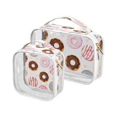Imagem de xigua Bolsa de maquiagem colorida donuts para mulheres, bolsa de cosméticos de viagem, bolsa de higiene portátil à prova d'água para viagens, férias, organização de banheiro