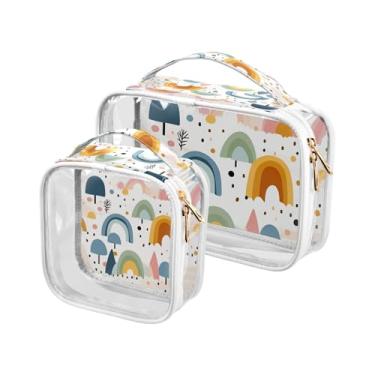 Imagem de xigua Bolsa de maquiagem arco-íris para mulheres, bolsa de cosméticos de viagem, bolsa de higiene portátil à prova d'água para viagens, férias, organização de banheiro