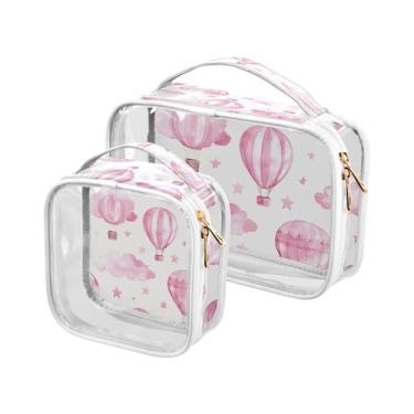 Imagem de xigua Balões de ar quente aquarela bolsa de maquiagem para mulheres, bolsa de cosméticos transparente de viagem, bolsa de higiene portátil à prova d'água para viagens, férias, organização de banheiro