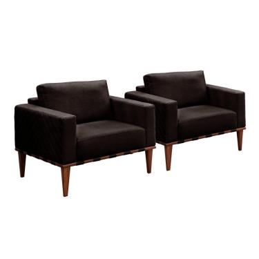 Imagem de Conjunto - 2 Poltronas Bella Luxo Madeira Maciça Castellar Corino Preto