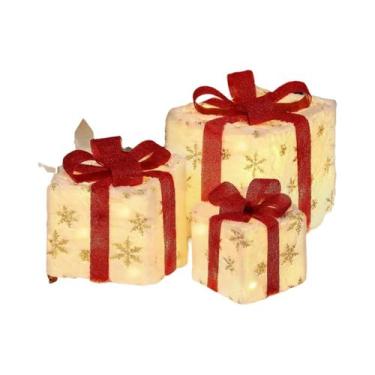 Imagem de Conjunto De Caixas De Presente De Natal Em PVC Luminoso Com Laço E Ilu