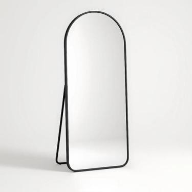 Imagem de Espelho Oval com Base Reta Grande 170x70 Corpo Inteiro Suporte de Chão