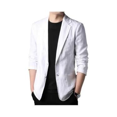 Imagem de Blazer Masculino 100% Linho Moda Primavera Verão 2025 Elegante Casaco 