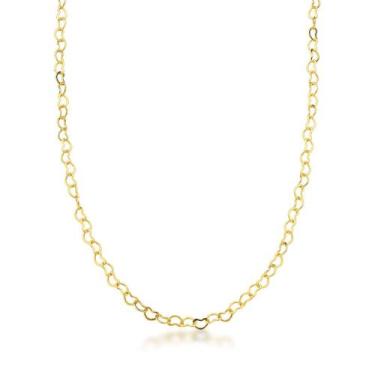 Imagem de Colar Corrente Elo Corações 3mm Banhada a Ouro 18k - Atraktiva Joias, 