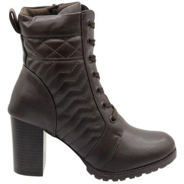 Imagem de Bota Salto Bloco Grosso Mooncity Cano Médio Feminina, Marrom, 38