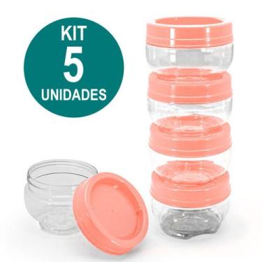 Imagem de Kit Com 5 Potes Organizadores 155ml Cores Lindas Empilha Fácil Gira e 