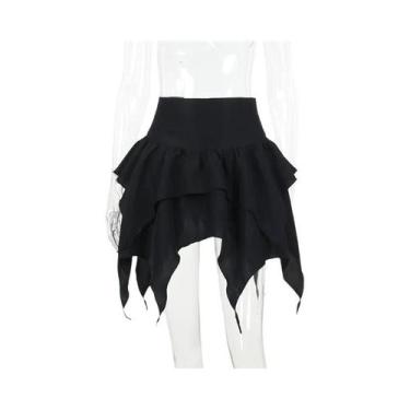 Imagem de Saia Mini Irregular Gótica Punk Feminina, Moda De Verão, Sexy, Cor Sól