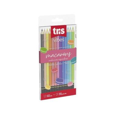 Imagem de Lápis de Cor Macarrons Tris Vibes - 12 Cores + Lápis Graduado 6B