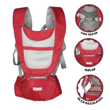 Imagem de Canguru Ergonomico 6x1 Para Bebê Suporta Até 20kg Vermelho - Iw