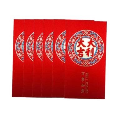 Imagem de 6 envelopes vermelhos de ano novo chinês 2022 pacote de dinheiro da sorte tigre zodíaco Hong Bao Lai Ver presente Dinheiro Fu Xi Lunar Spring Festival aniversário chá de bebê formatura (C)