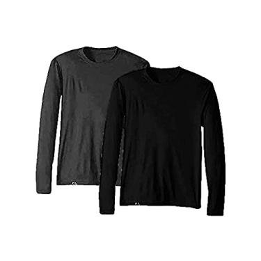 Imagem de KIT 2 Camisetas UV Protection Masculina UV50+ Tecido Ice Dry Fit Secagem Rápida – M Preto - Cinza