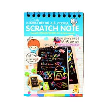 Imagem de Caderno de grafite fofo Kawaii, bobina, grafite, página preta, desenho mágico, bloco de notas para crianças