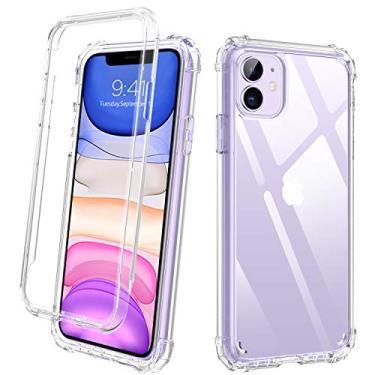 Imagem de Capa transparente para iPhone 11 de 6,1 polegadas, Duede 2 em 1, proteção contra quedas à prova de choque, resistente híbrida, policarbonato rígido brilhante e acrílico transparente,