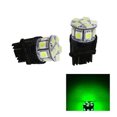 Imagem de PA 2 peças 13SMD 3157 verde lâmpada LED automática 12V para seta de seta, marcador lateral, parada, traseira, luz traseira (3056 3156 3156A 3057 4057 3157 4157 T25 disponíveis)