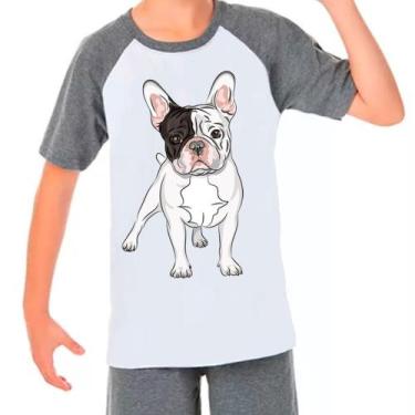 Imagem de Camiseta Raglan Buldogue Francês Pet Dog Cinza Branco Inf04 - Design C