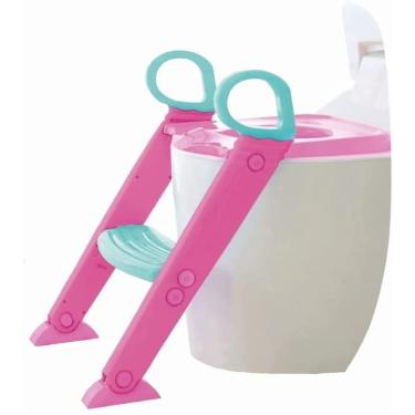 Imagem de Assento Redutor Sanitário Com Escada Baby Style - Rosa