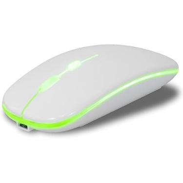 Imagem de Mouse sem fio bluetooth portátil, carregamento luminoso, 2.4g, usb, tablet, telefone, computador (Branco)