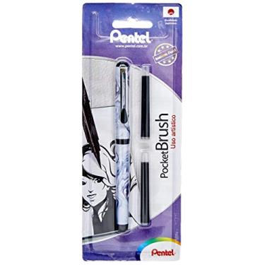 Imagem de Caneta Pincel Pocket Brush Pentel Mármore com 02 Refis preto