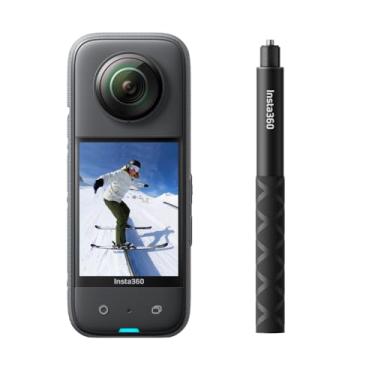Imagem de Insta360 Kit de bastão de selfie X3 – Câmera de ação 360 à prova d'água com sensores de 1/2" 48MP, vídeo HDR ativo de 5,7K 360, foto de 72 MP 360, lente única 4K, modo Me 60fps, estabilização, tela sensível ao toque de 2,3 polegadas