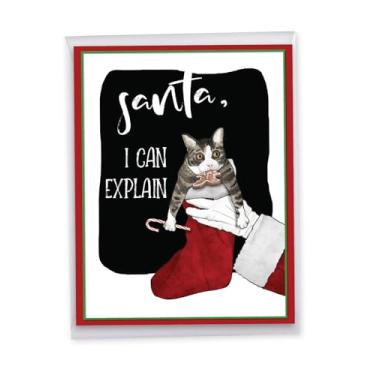 Imagem de NobleWorks Cartão de felicitações de Natal jumbo engraçado de nós 21 x 28 cm com envelope (1 pacote) Explicação grande Jumbo Feliz Natal Natal Gato J3463XSG-US