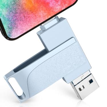 Imagem de Bastão de foto de 512 GB para pen drive de telefone, cartão de memória 4 em 1 para fotos e vídeos, pendrive, armazenamento externo, compatível com iPhone/Android/PC