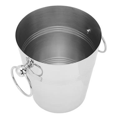 Imagem de Balde de gelo de metal, balde de gelo de aço inoxidável com alça, champanhe, vinho, cerveja e coquetel, balde de bebidas de metal de grande capacidade para beber, bar, festa, (Silver S Size)