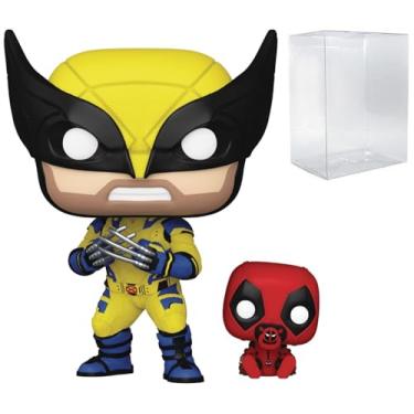 Imagem de POP Marvel: Deadpool & Wolverine Movie - Boneco de vinil Wolverine com Babypool Funko (incluído com caixa protetora compatível), multicolorido, 9,5 cm