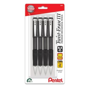 Imagem de Pentel Lapiseira Twist-Erase III, (0,5 mm), linha fina, cano preto, pacote com 4 (QE515BP4A)