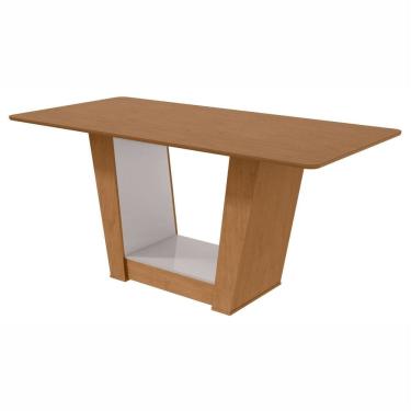 Imagem de Mesa de Jantar Retangular 6 Lugares 170cm Tampo Mdf no Glass Apogeu Amêndoa/Off White