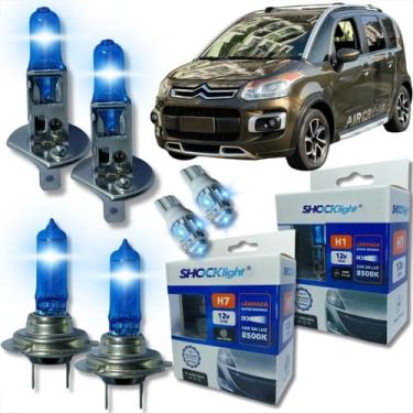 Imagem de Kit lâmpada shocklight super branca farol alto baixo e lanterna h1 h7 