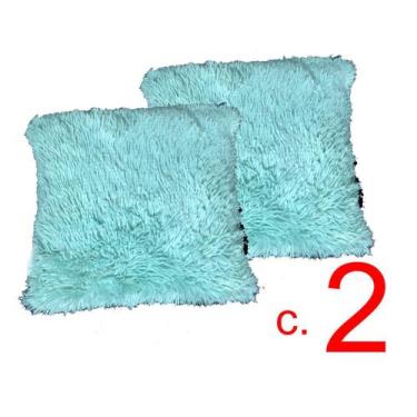 Imagem de Kit C2 Capa de Almofada Pelucia 40x40 Texugo Sofá FluFlu - Multi, Verd