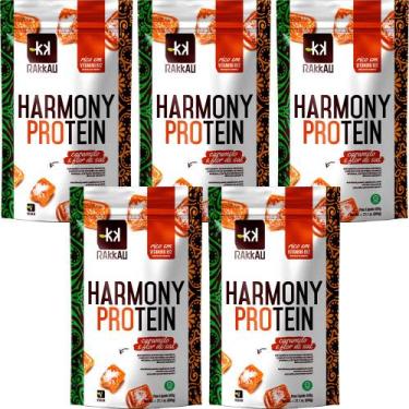 Imagem de Kit 5 Harmony Protein Caremelo e Flor de Sal Rakkau 600g