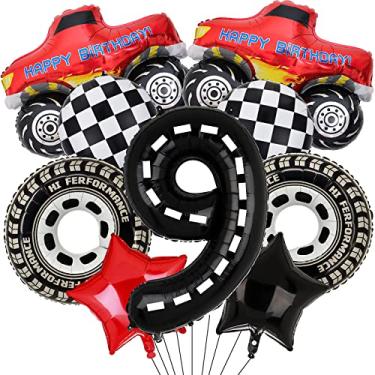 Imagem de Monster Truck Party Decorations, 9pcs Monster Truck Birthday Number Foil Balloon for Monster Truck 9th Birthday Race Car Theme Party Supplies (9th)