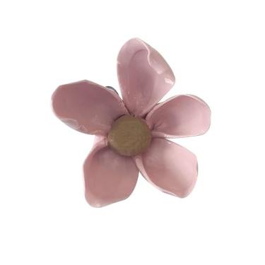 Imagem de Hibisco, arte de parede de flor de cerâmica de 7,6 cm, escultura de parede de flor artificial, flores de porcelana 3D feitas à mão, decoração de parede 3D, decoração de parede de flor de porcelana