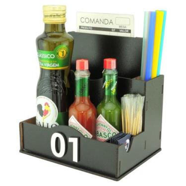 Imagem de 5 Porta Comanda Azeite Temperos Sal Canudo Palito Guardanapo Churrasca