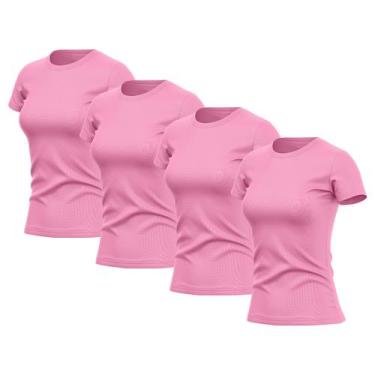 Imagem de Kit 4 Camisetas Feminina Manga Curta Dry Fit Basica Lisa Proteção Sola