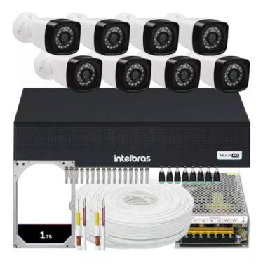 Imagem de Kit 8 Cameras Seguranca Full Hd Dvr 8 Ch Intelbras 200m Cabo