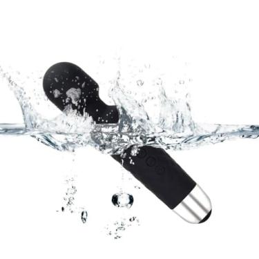 Imagem de Massageador Íntimo de Silicone Recarregável USB – Discreto e Seguro. Massageador Elétrico Portátil Varinha, 28 Modos de Vibração, 8 Níveis de Intensidade, Cabeça Flexível 360° Preto