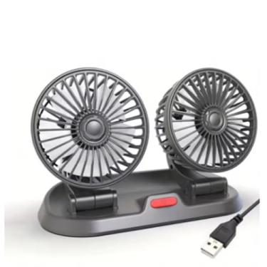 Imagem de Ventilador Duplo Portátil, 12V/5V, 2 Velocidades, Para Carro, Mesa e Cama (5v)
