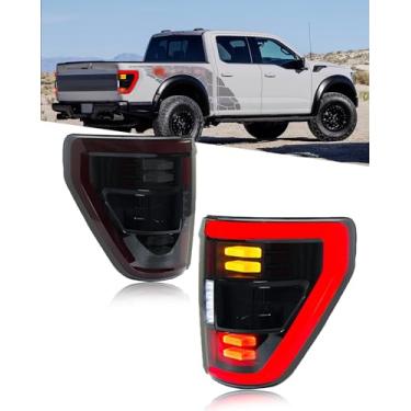 Imagem de Conjunto de luzes traseiras para Ford F150 2021 2022 2023 luzes traseiras LED luz traseira fumada com partida dinâmica e fluxo de direção conjunto de luz traseira