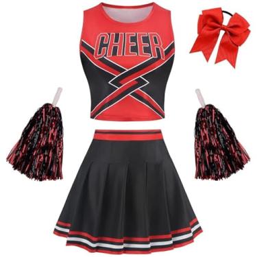 Imagem de AGCOAH Cheerleader Uniform Costume for Women Tenns Adult Crop Top Cheer Outfit Halloween Party Cosplay Black XXS