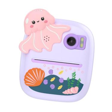 Imagem de BaotyJie Impressão de fotos da câmera infantil instantaneamente moldam lentes duplas do presente ideal Câmera digital exclusiva para reuniões de férias de, Roxo