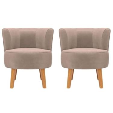 Imagem de Kit 2 Poltronas para Recepção de Consultório Pés de Madeira MOBLAN decor (Rose)