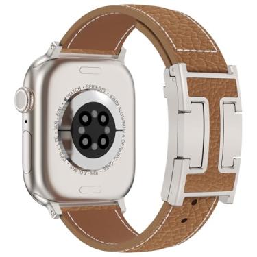 Imagem de CHANCHY Pulseira magnética de couro compatível com Apple Watch Ultra SE séries 10/9/8/7/6/5/4/3/2/1 de 40 mm, 38 mm, 41 mm, 42 mm, 45 mm, 46 mm, 40 mm, 38 mm, 41 mm, 44 mm, 45 mm e 46 mm