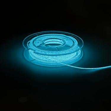Imagem de Linha de bordado de tecelagem luminosa eletroluminescente, linha de máquina de bordar que brilha no escuro, para bordado e costura, luz azul, 25 metros