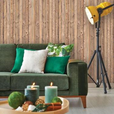 Imagem de O Papel De Parede Madeira De Demolição, Bege E Marrom - Inove Papéis d