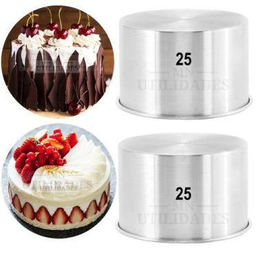 Imagem de Kit 2 Peças Forma Fundo Fixo Bolo Torta Redonda 25x10 Alumínio - MN Ut
