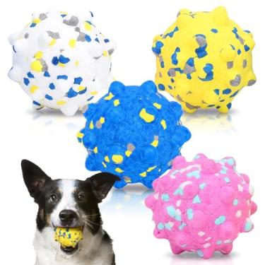 Imagem de Bolas de tênis grandes para cães, 4 peças, brinquedos para mastigar agressivos, brinquedos de mastigar para dentição de 7,5 cm, bola flutuante de água, bolas de busca, para cães grandes e médios